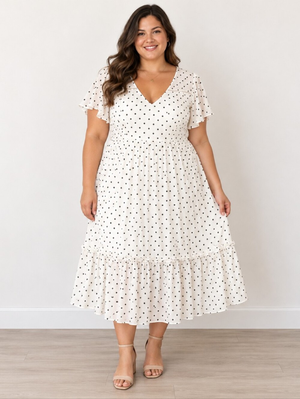 Torrid Plus Size Polka Dot Ruffle Midi Dress Size 3 / 3X